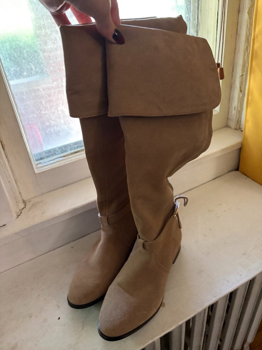 White House Black Market Women's Paoloa Boots Fold Tan Suede